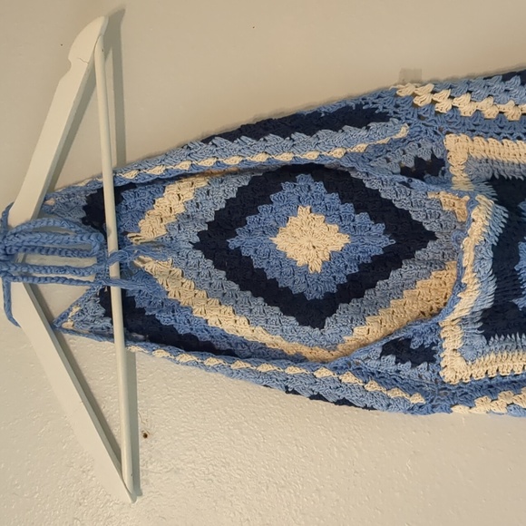 Chasing Unicorns Peacekeeper Crochet Midi Dress Blue NWOT S - Picture 13 of 16